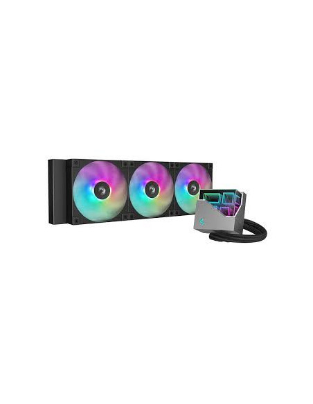 DeepCool "LT360 ARGB", skt. Intel si AMD, racire cu lichid, 3 x 120mm, 600 - 2400 RPM, iluminare RGB - infinity mirror, negru "R