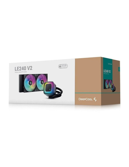 COOLER DeepCool "LE240 V2", skt. LGA1851, LGA 1700, AM4, AM5, racire cu lichid, 2 x 120mm, 500 - 2100 RPM, RGB adresabil, negru