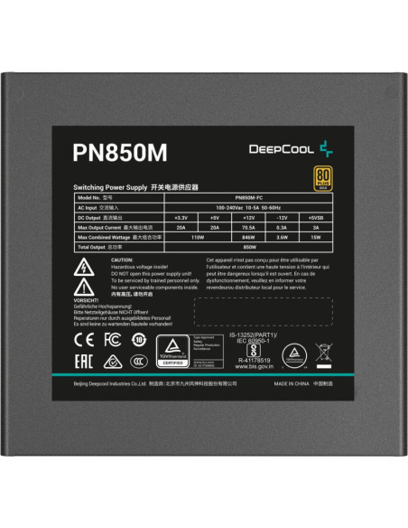 SURSA DeepCool "PN850-M", 850W, certificare 80 Plus Gold, active PFC, full bridge SRC LLC si DC to DC, non-modular, fan 120mm, n