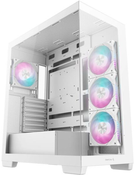 CARCASA DeepCool "CG580 4F Wh", middle tower, gaming, fara sursa, suporta 8xfan, 4xfan 120mm ARGB inclus, PSU shroud, USB-C x 1,