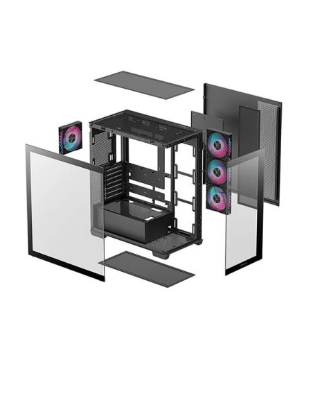 CARCASA gaming "CG580 4F V2", middle tower, ATX, fara sursa, sticla securizata, suporta 8xfan, inclus 4xfanx120mm, ARGB, negru,