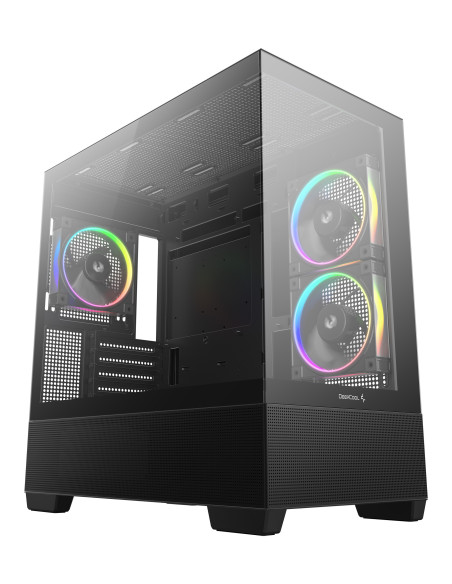 CARCASA DeepCool "CG380", middle tower, gaming, fara sursa, suporta 9xfan, 3xfan inclus, PSU shroud, USB Type-C x 2, USB 3.2 gen