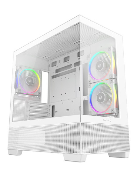 CARCASA DeepCool "CG380 Wh", middle tower, gaming, fara sursa, suporta 9xfan, 3xfan inclus, PSU shroud, USB Type-C x 2, USB 3.2
