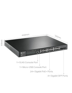 Switch TP-Link cu management L2, 24 Porturi Gigabit POE+,... 2