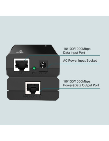 INJECTOR PoE TP-LINK 2 porturi Gigabit,...