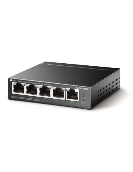 SWITCH PoE TP-LINK 5 porturi Gigabit (4 PoE+), IEEE 802.3at/af, 40W maxim total, carcasa metalica "TL-SG1005LP"