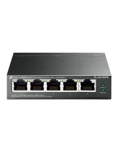 SWITCH TP-LINK 5 porturi Gigabit Easy Smart, 4-Port PoE+, carcasa metalica "TL-SG105PE"