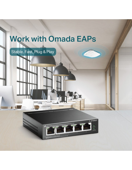 SWITCH PoE TP-LINK 5 porturi 10/100Mbps (4 PoE), IEEE 802.3af, carcasa metalica "TL-SF1005LP"