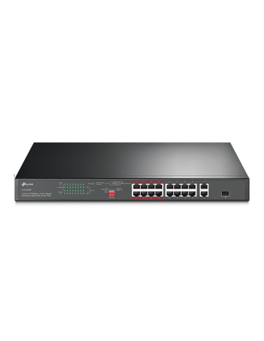 SWITCH TP-LINK 16 porturi, 16× PoE+ 10/100 Mbps...