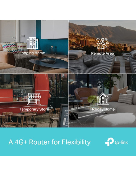 ROUTER TP-LINK wireless. 4G LTE (desktop), 1600Mbps. 3 porturi 10/100/1000Mbps + 1 WAN/LAN Gigabit, Dual Band "Archer MR600"