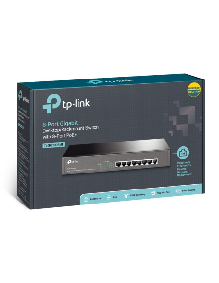 SWITCH TP-LINK POE 8 porturi Gigabit (8 PoE), IEEE 802.3af, carcasa metalica "TL-SG1008MP"