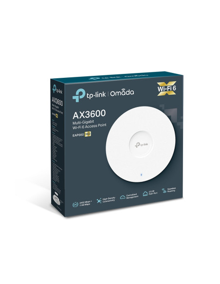 ACCESS POINT TP-LINK wireless 3600Mbps dual band, 1 port 2.5 Gbps LAN, 8 antene interne, IEEE802.3at PoE, Dual Band Wi-Fi 6 AX36