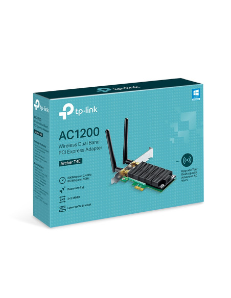 ADAPTOR RETEA TP-LINK AC1200, intern wireless 2.4 GHz 5 GHz, PCI-E, port, 1200 Mbps, antena externa x 2, "Archer T4E"