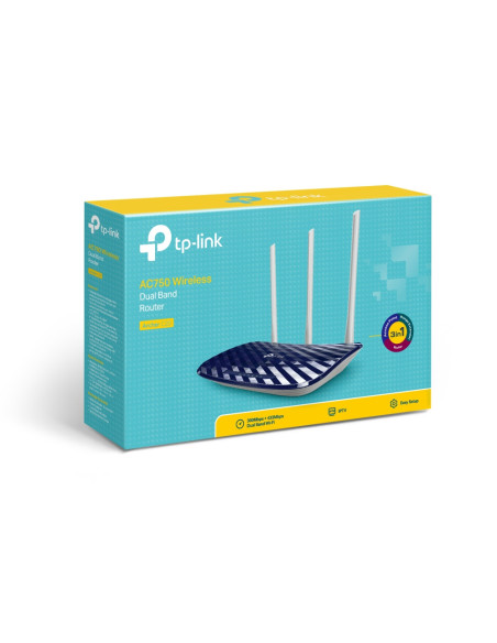 ROUTER TP-LINK wireless 750Mbps, 4 porturi 10/100Mbps, 3 antene externe, Dual Band AC750 "Archer C20"/ 835010 45504898