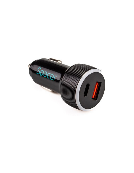 Televizoare SPACER Alim. auto Spacer USB-A&C 17W negru