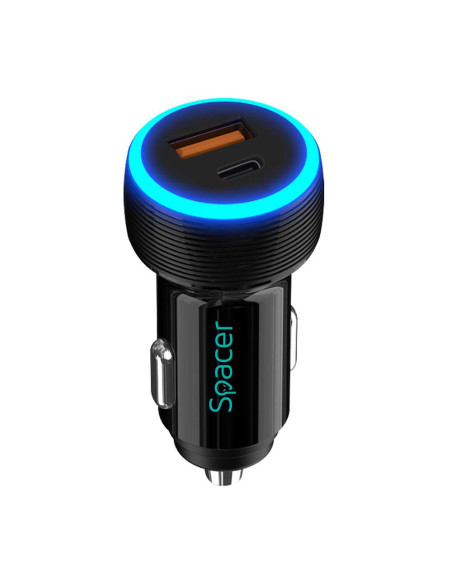 Televizoare SPACER Alim. auto Spacer USB-A&C 17W negru