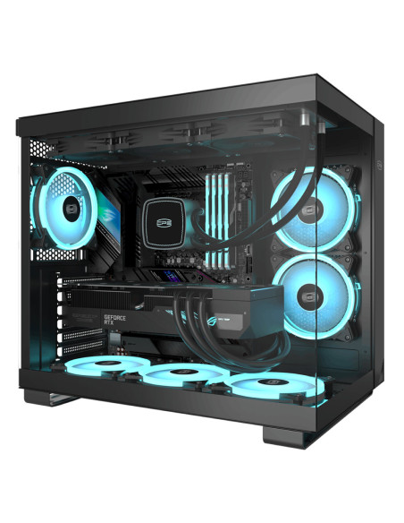 CARCASA PCCOOLER, Middle Tower, ATX, fara sursa, sticla securizata, 6 ventilatoare incluse, iluminare ARGB, alb, USB 3.2 gen 1 x