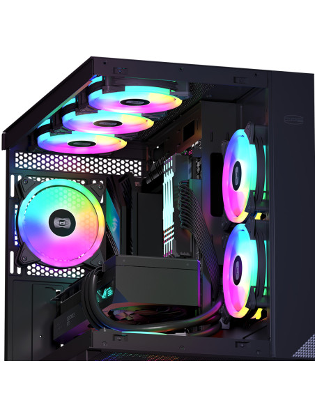 SET 3 VENTILATOARE PCCOOLER, 120mm, 500 - 1800 RPM, LED ARGB, conector 4 pin, "F3 T120ARGB 3 IN 1 BK"