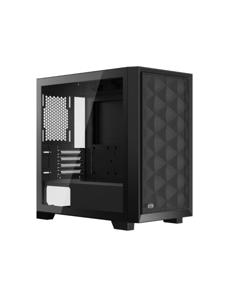 CARCASA PCCOOLER, Mini Tower, mATX, fara sursa, sticla securizata, 2 ventilatoare incluse, iluminare ARGB, negru, USB 3.2 gen 2