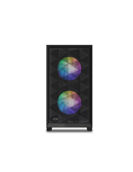 CARCASA PCCOOLER, Mini Tower, mATX, fara sursa, sticla securizata, 2 ventilatoare incluse, iluminare ARGB, negru, USB 3.2 gen 2