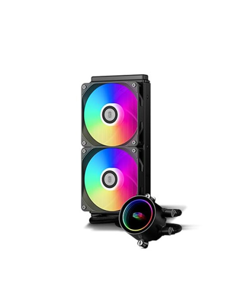 COOLER PCCooler "DA240 ARGB", skt. Intel si AMD, racire cu lichid, 2 x 120mm, 500 - 1800 RPM, iluminare RGB adresabil, afisaj di