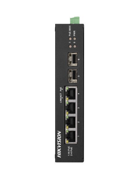 SWITCH Hikvision, Gigabit x 4, SFP x 2, carcasa metalica, "DS-3T0506HP-E/HS"