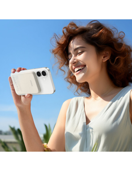 POWER BANK Ugreen "PB560", 5000mAh, 15W, prindere magnetica Iphone 12 and later, 1 x USB Type-C input/output, bej, "25207" - 694