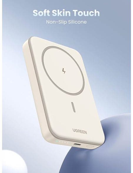 POWER BANK Ugreen "PB561" Magnetic Wireless, 10000mAh, 20W, 1 x USB Type-C output/input, 15W wireless charging, alb, "25208" - 6