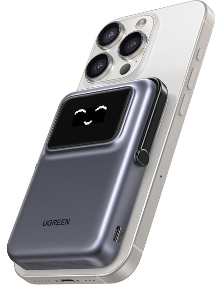 POWER BANK Ugreen "PB764", 10000mAh, 20W, prindere magnetica, wireless charging: Qi 2 15W max, 1 x USB Type-C input/output, gri