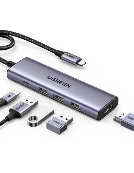 DOCKING Station Ugreen, "CM498" conec PC USB Type-C, USB 3.2 x 2 HDMI 4Kx1 la 60Hz USB-C x 2 PD 100W, aluminiu, gri "45379" - 69