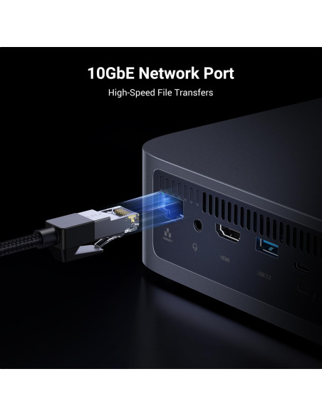 NAS Ugreen "DXP480T Plus", CPU i5 4.40 GHz, RAM DDR5 8Gb max 64Gb, M.2 8Tx4, LAN 10Gbx1, 2xUSB3, 2xThunderbolt4, HDMI 2.1 8K, "2