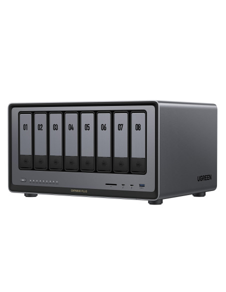NAS Ugreen "DXP8800Plus", CPU i5 4.40 GHz, RAM DDR5 8Gb max 64Gb, SATA 24Tx6 si M.2 8Tx2, LAN 10Gbx2, 2xThunderbolt4, 2xUSB3, HD