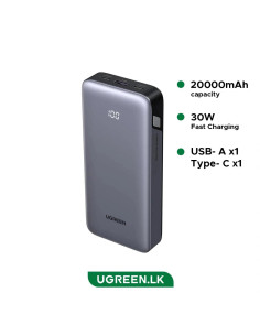 POWER BANK Ugreen, "PB532", 20000mAh, 30W, 2 x USB Type-C...