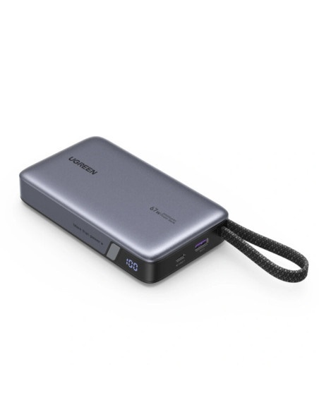 POWER BANK Ugreen "PB550", 20000mAh, 67W PD3.0, 1 x USB, 1 x USB Type-C, 1 x USB Type-C integrat, display, gri, "55996B"