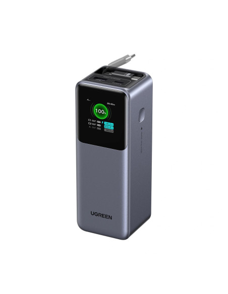 POWER BANK Ugreen "PB726", 20000mAh, 165W PD3.0 , 1 x USB, 2 x USB Type-C, 1 x USB Type-C cablu integrat, display, gri, "55987B"