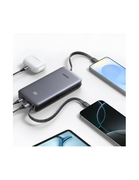 POWER BANK Ugreen "PB528", 20000mAh, 30W, 1 x USB, 1 x USB Type-C, 2 x USB Type-C integrat, gri, "55985B"