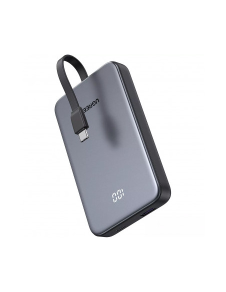 POWER BANK Ugreen "PB526", 10000mAh, 20W, 1 x USB, 1 x USB Type-C, 1 x USB Type-C integrat, gri, "75161B"