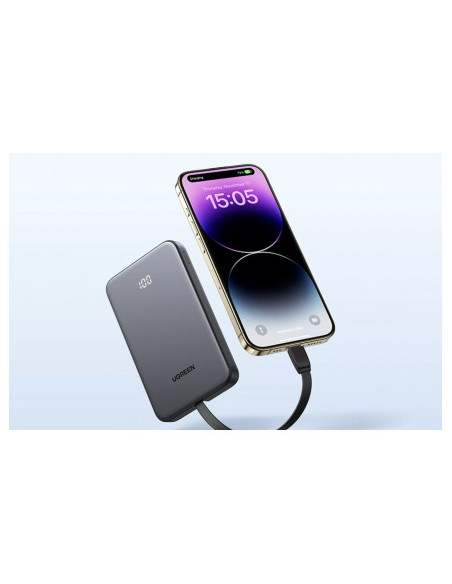 POWER BANK Ugreen "PB526", 10000mAh, 20W, 1 x USB, 1 x USB Type-C, 1 x USB Type-C integrat, gri, "75161B"