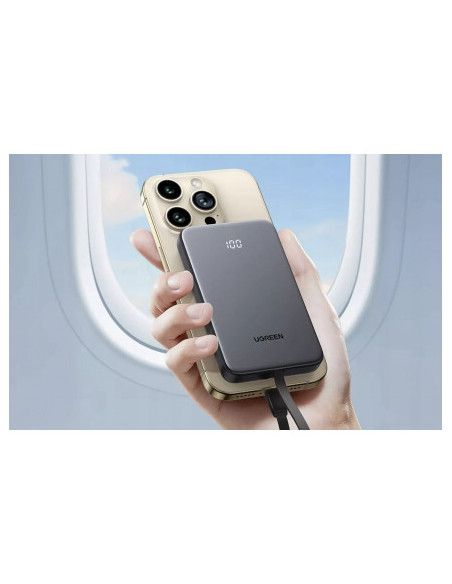 POWER BANK Ugreen "PB526", 10000mAh, 20W, 1 x USB, 1 x USB Type-C, 1 x USB Type-C integrat, gri, "75161B"