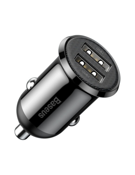 INCARCATOR auto Baseus Grain Pro, 2 x USB (USB1 Output 5V/2.4A, USB2 Output: 5V/2.4A) pt. bricheta auto, black "CCALLP-01" - 695
