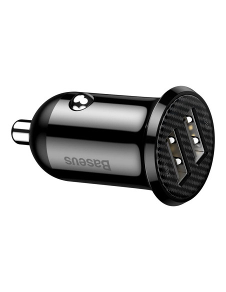 INCARCATOR auto Baseus Grain Pro, 2 x USB (USB1 Output 5V/2.4A, USB2 Output: 5V/2.4A) pt. bricheta auto, black "CCALLP-01" - 695