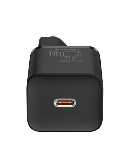 INCARCATOR retea Baseus Super Si, Quick Charge 25W, 1 x USB Type-C 5V/3A max, include cablu USB Type-C la USB Type-C 1m, negru "