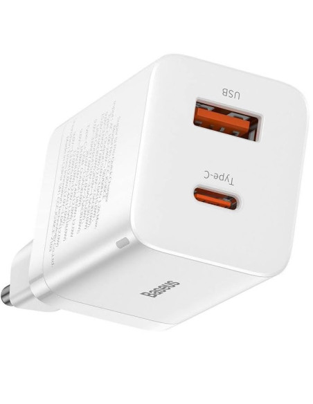 INCARCATOR retea Baseus Super Si Pro, Quick Charge 30W, 1 x USB 5V/3A, 1 x USB Type-C 5V/3A, alb "CCSUPP-E02" - 6953156206359