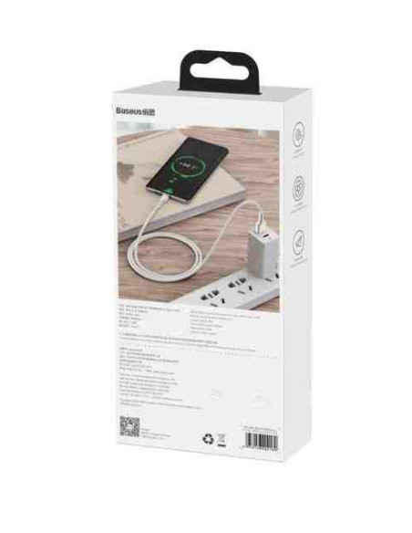 CABLU alimentare si date Baseus Cafule Series, Fast Charging Data Cable pt. smartphone, USB la USB Type-C 66W, braided, 1m, alb