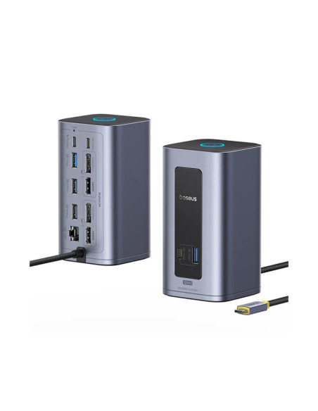 DOCKING Station Baseus Nomos NU1 Air Spacemate 12-in-1, conectare PC USB-C, 2xHDMI 2K@60,2xDP2K@60,2xUSB-C (10Gbps),2xUSB-A 5Gb,