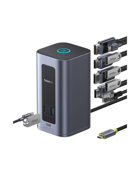 DOCKING Station Baseus Nomos NU1 Air Spacemate 12-in-1, conectare PC USB-C, 2xHDMI 2K@60,2xDP2K@60,2xUSB-C (10Gbps),2xUSB-A 5Gb,