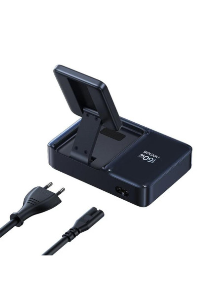 INCARCATOR retea Baseus Nomos NH21 5-in-1, 160W, Qi2 Wireless, 1 x USB, 3 x USB Type-C, cablu retractabil USB Type-C, negru "E01