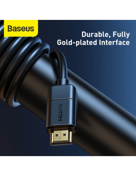 CABLU video Baseus HD Series, HDMI (T) la HDMI (T), rezolutie maxima 4K UHD (3840 x 2160) la 30 Hz, conectori auriti, 8m, negru