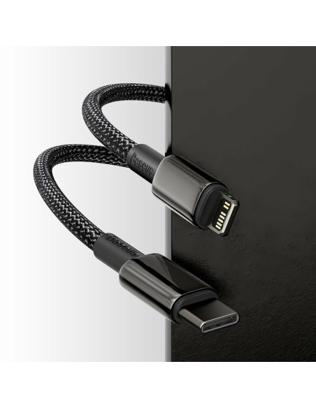 CABLU alimentare si date Baseus Tungsten Gold,Fast Charging Data Cable pt smartphone,USB Type-C la Lightning 20W,braided,1m,rezi