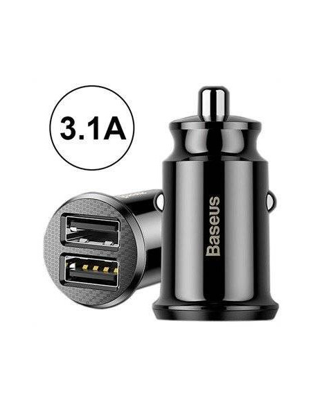 INCARCATOR auto Baseus Grain, 2 x USB Output 5V/3.1A, 15W total ambele porturi, pt. bricheta auto, negru "CCALL-ML01" - 69531562
